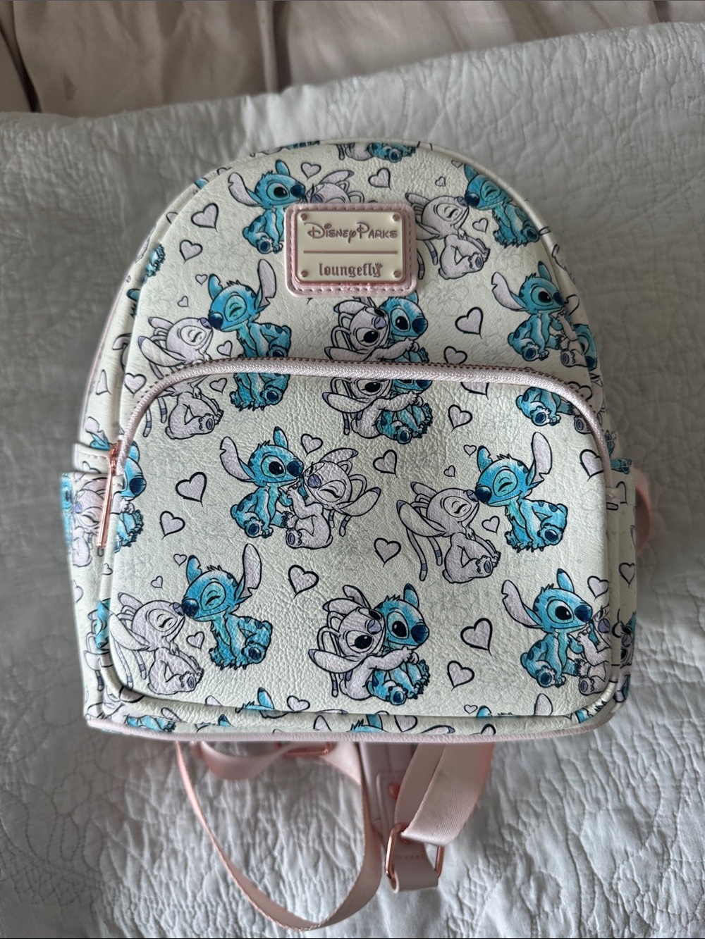 Disney Parks x Loungefly White & Blue Stitch & Angel Mini Backpack